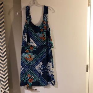 Mauve dress, blue floral print